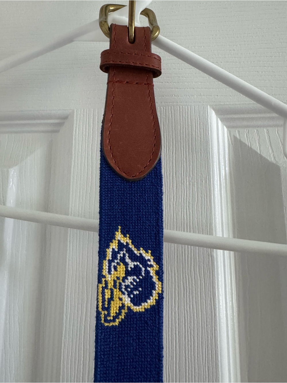 Men's Delaware Blue Hens Smathers and Branson Belt with Brown Leather Trim Sz 38